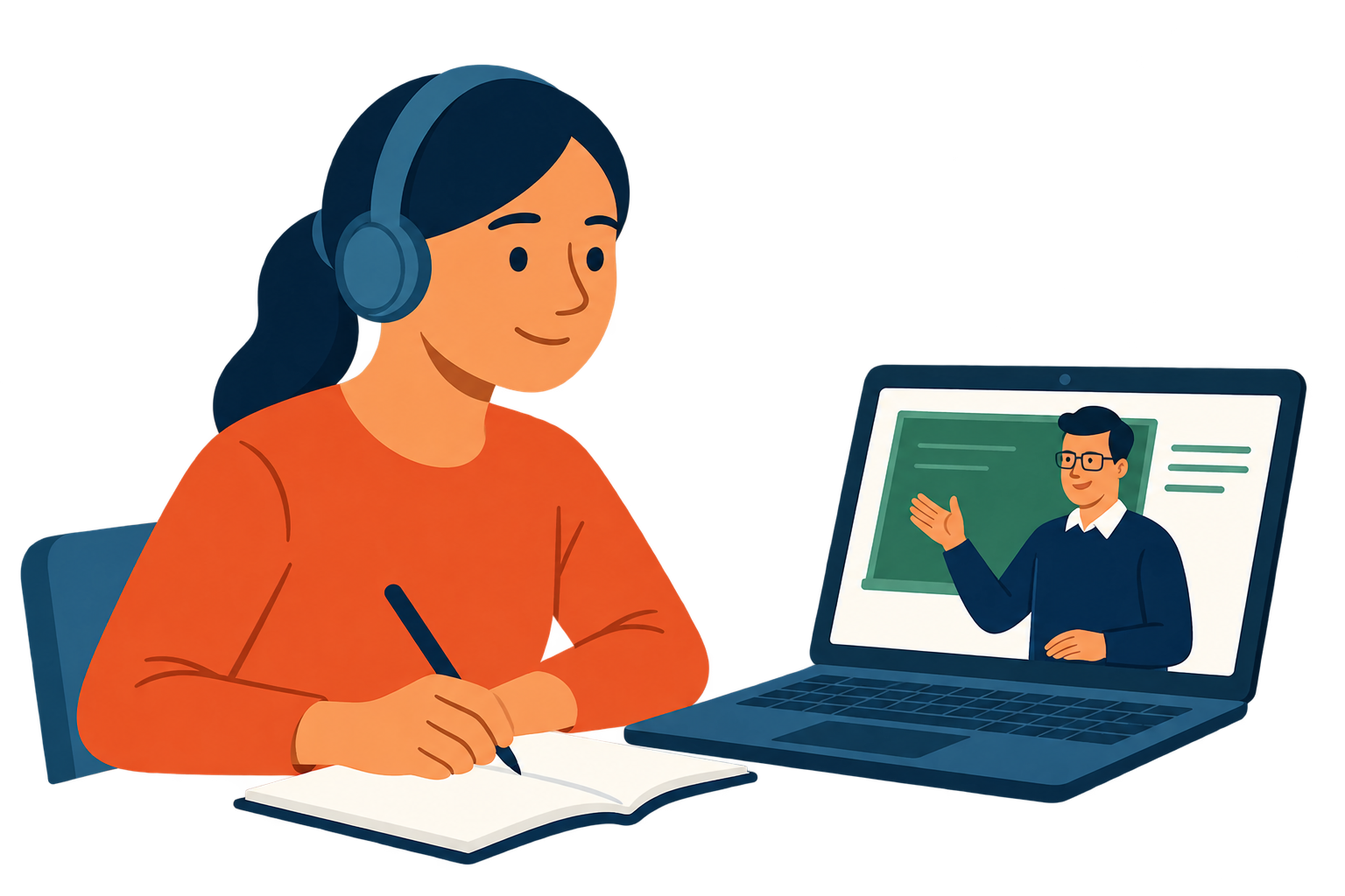 A student learning online with a tutor